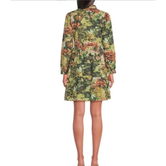 $200 Ro's Garden Romy Floral Print Tiered Dress | XS, Green NWT - Picture 3 of 13